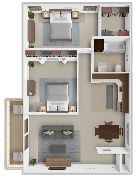 a 3d rendering of a residential floor plan